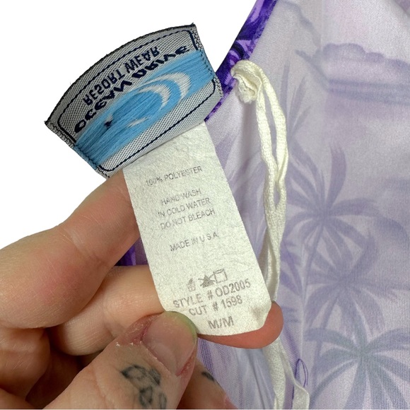 Vintage 90’s Palm Hawaiian Print Tie Halter Crop Top MIDI Wrap Skirt Set - Picture 13 of 16